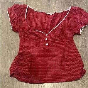 Brandy Melville Red Plaid Blouse